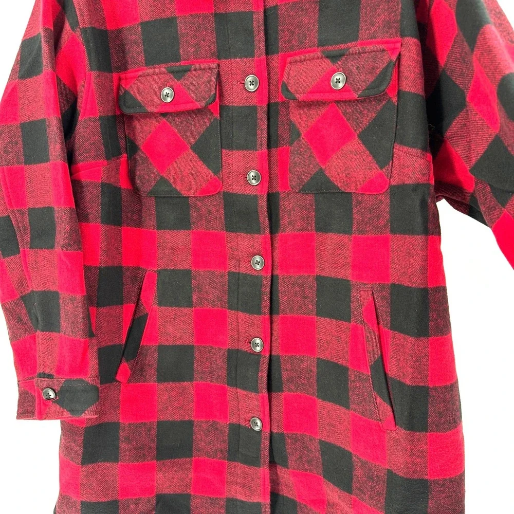NEW Torrid Brushed Twill Buffalo Plaid Shacket Women's‎ 3X Red Long Line Landman